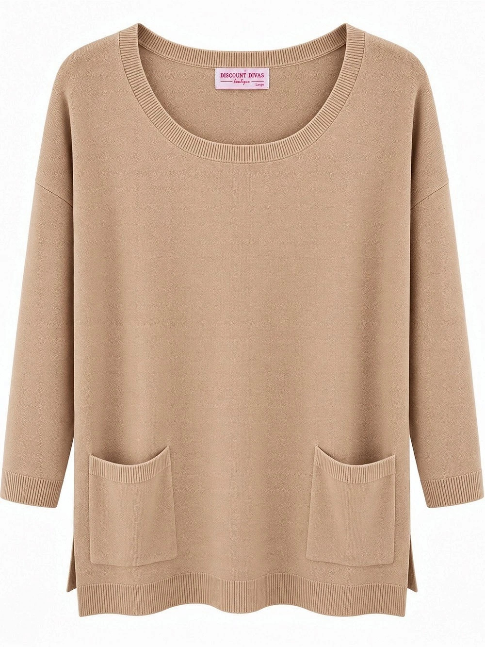 INC International Concepts Scoop Neck Pocket Sweater in Brown Like New